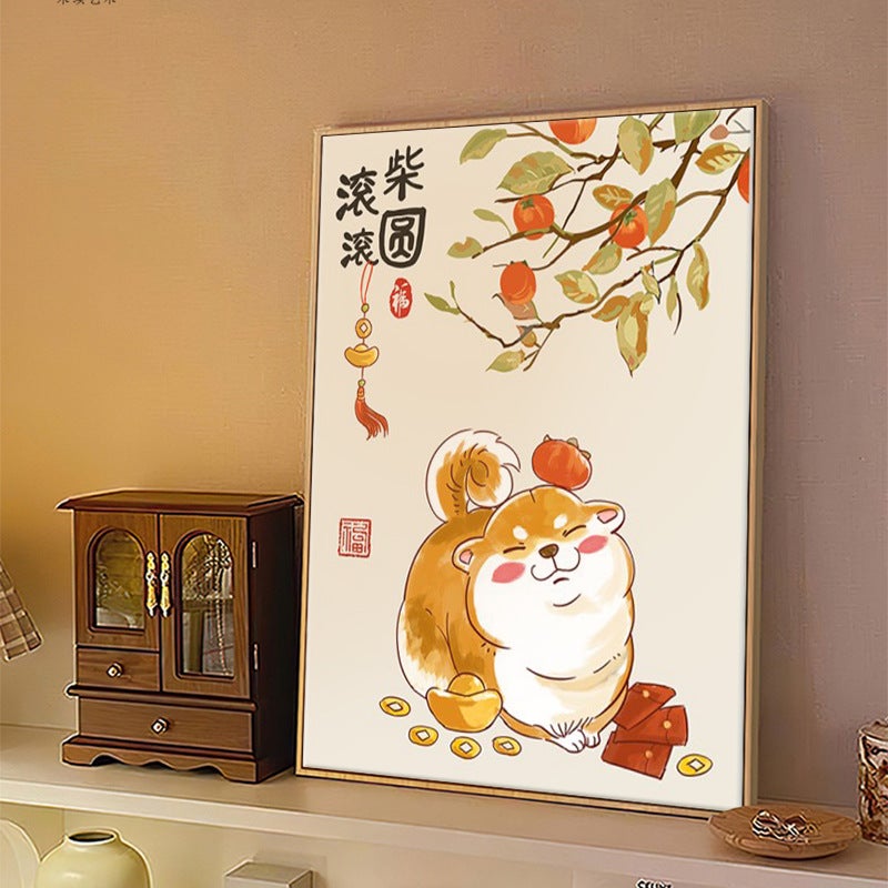 Shishi Ruyi Digital Oil Painting Diy Dog Cartoon Hand-Filled Color Filled Acrylic Oil Painting Style - Image 4